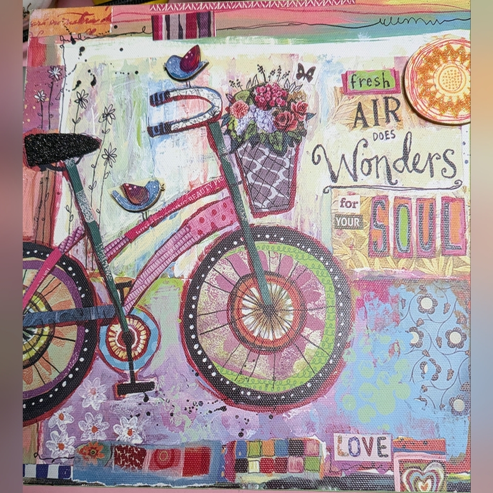 Bicycle- Fresh Air Does Wonders Canvas Print 16"X16"